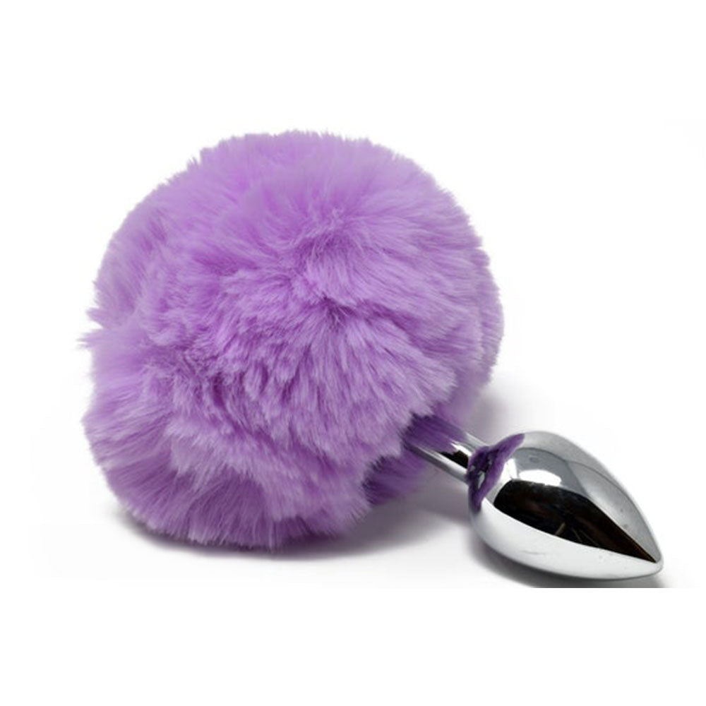 Purple Bunny Tail with Metal Butt Plug-SMALL Κύρια εικόνα προϊόντος