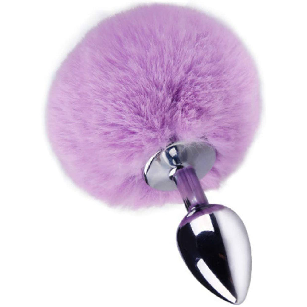 Purple Bunny Tail with Metal Butt Plug-SMALL - image 3