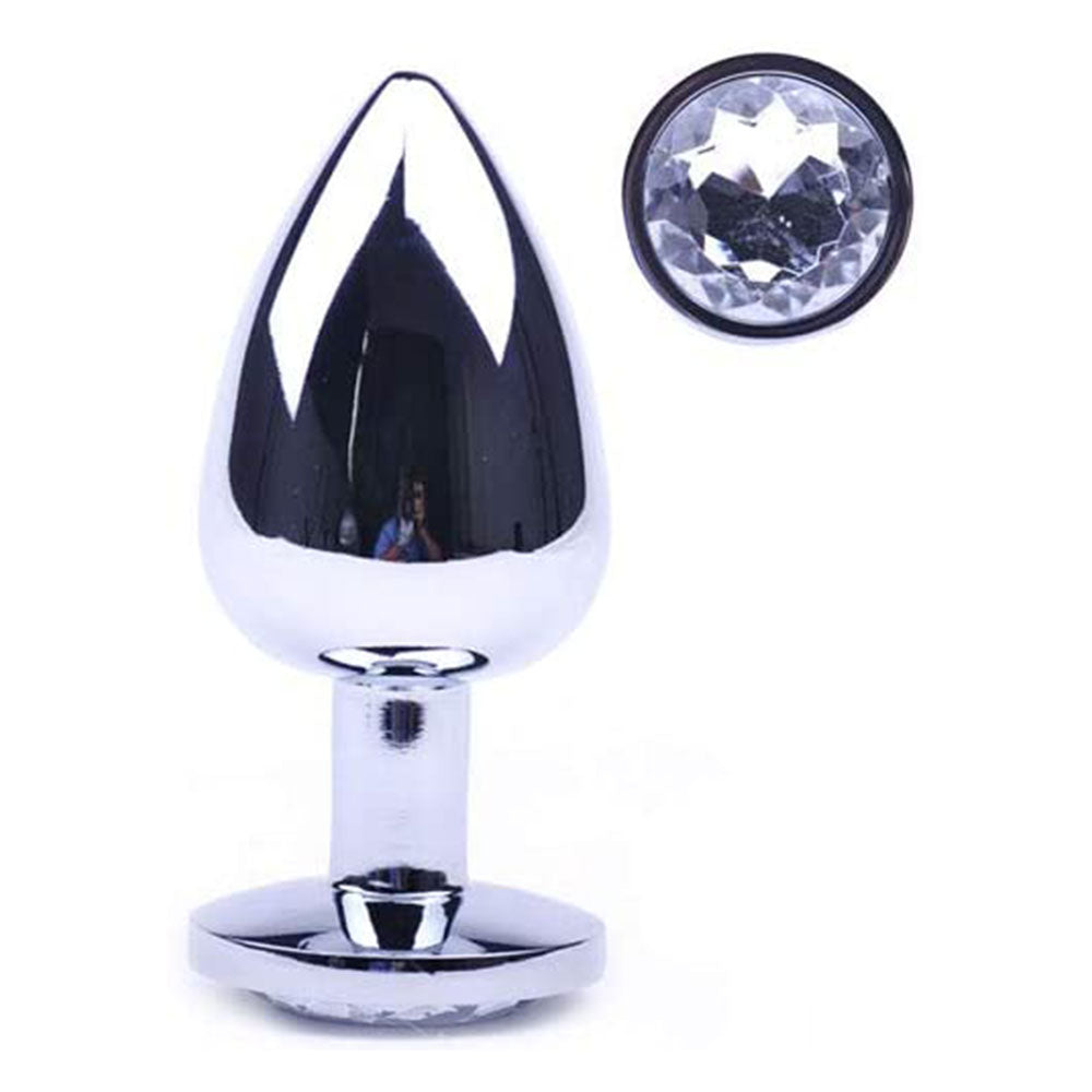 LARGE Clear Crystal Metal Butt Plug Anal Jewel 9 cm - image 4