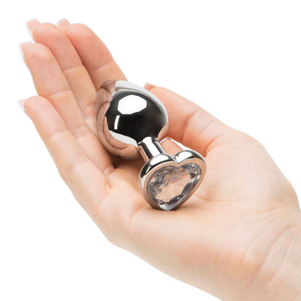 SMALL Heart Base Metal butt plug CLEAR 7 cm - image 2