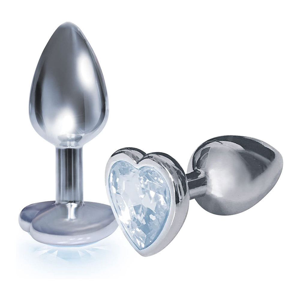 SMALL Heart Base Metal butt plug CLEAR 7 cm - image 6