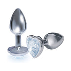 MEDIUM Heart Base Metal butt plug CLEAR 8 cm - image 3