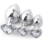 MEDIUM Heart Base Metal butt plug CLEAR 8 cm - image 5