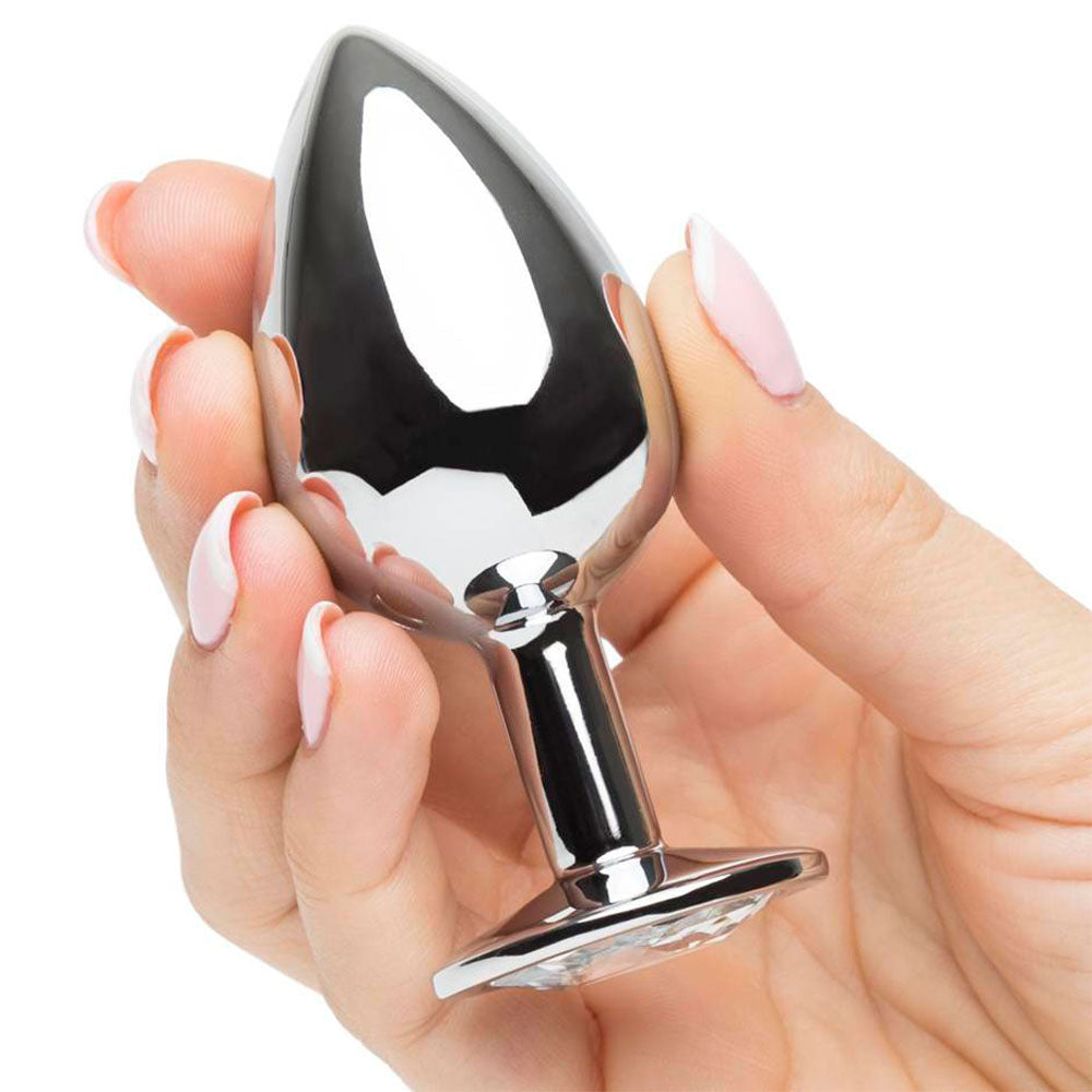 MEDIUM Heart Base Metal butt plug CLEAR 8 cm - image 2