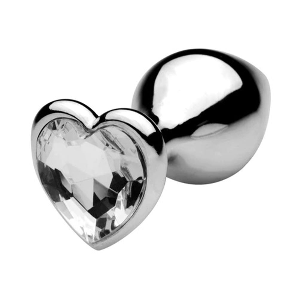 MEDIUM Heart Base Metal butt plug CLEAR 8 cm Κύρια εικόνα προϊόντος