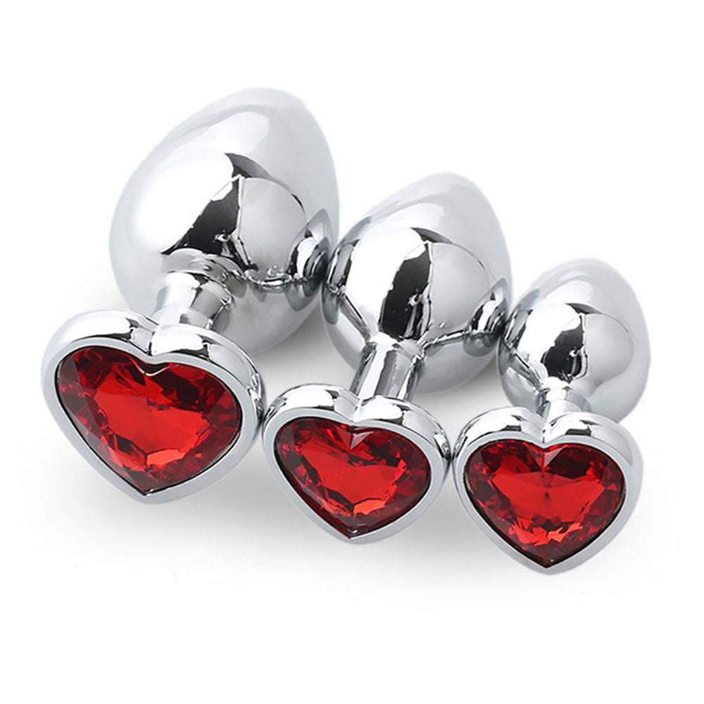 SMALL Heart Base Metal butt plug Red 7 cm - image 7