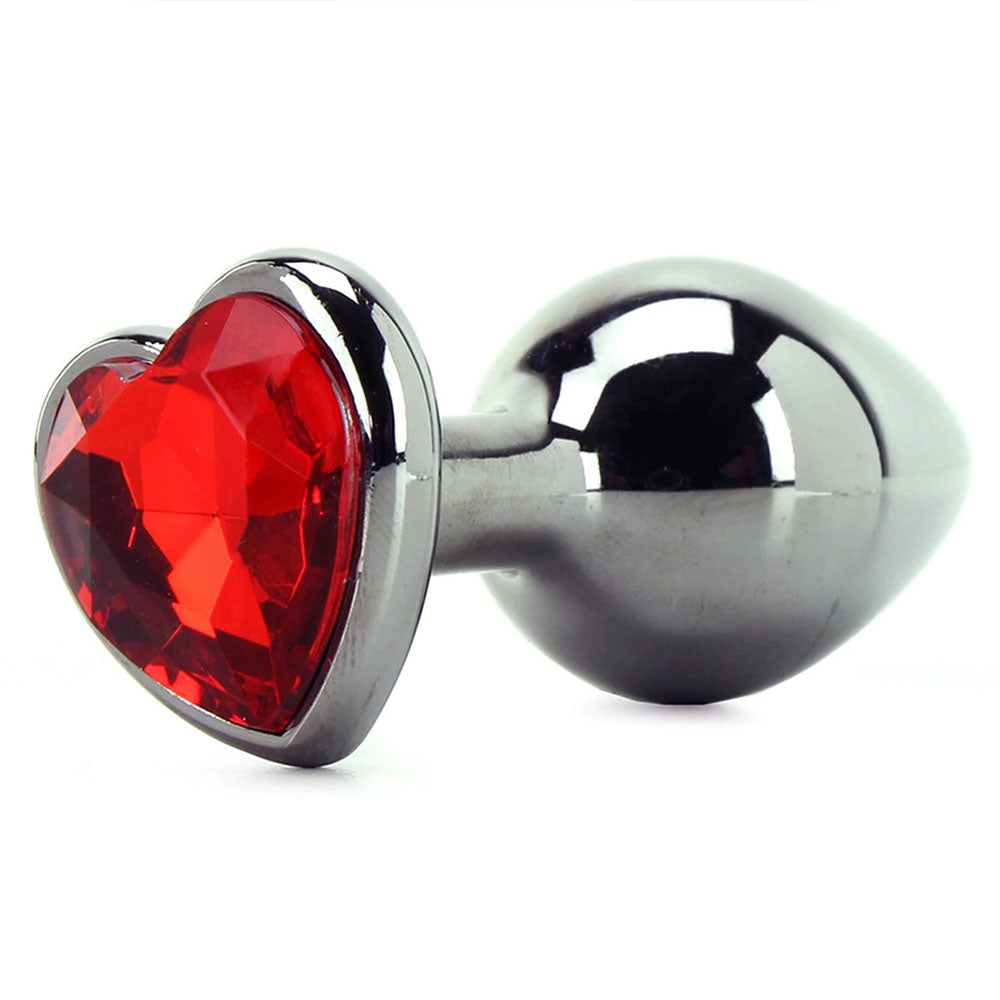 MEDIUM Heart Base Metal butt plug Red 8 cm