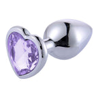 SMALL Heart Base Metal butt plug Sparkling Purple 7 cm