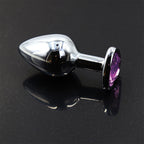 SMALL Heart Base Metal butt plug Sparkling Purple 7 cm - image 4