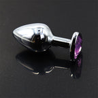 MEDIUM Heart Base Metal butt plug Sparkling Purple 8 cm