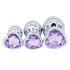 MEDIUM Heart Base Metal butt plug Sparkling Purple 8 cm - image 4