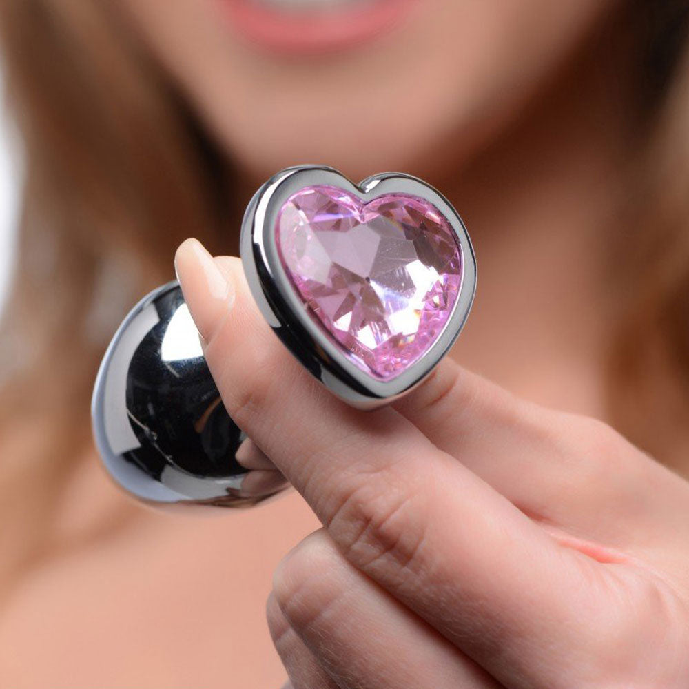 SMALL Heart Base Metal butt plug Pink 7 cm - image 2