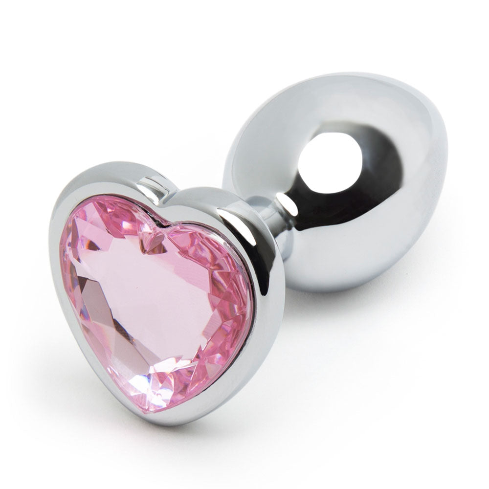 SMALL Heart Base Metal butt plug Pink 7 cm