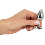 SMALL Heart Base Metal butt plug Sparkling Blue 7 cm - image 3