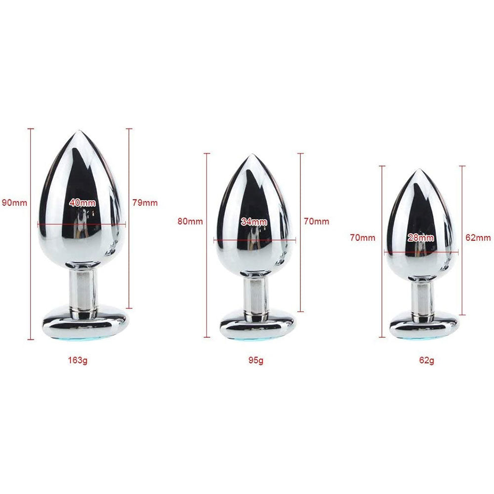 MEDIUM Heart Base Metal butt plug Blue 8 cm - image 3