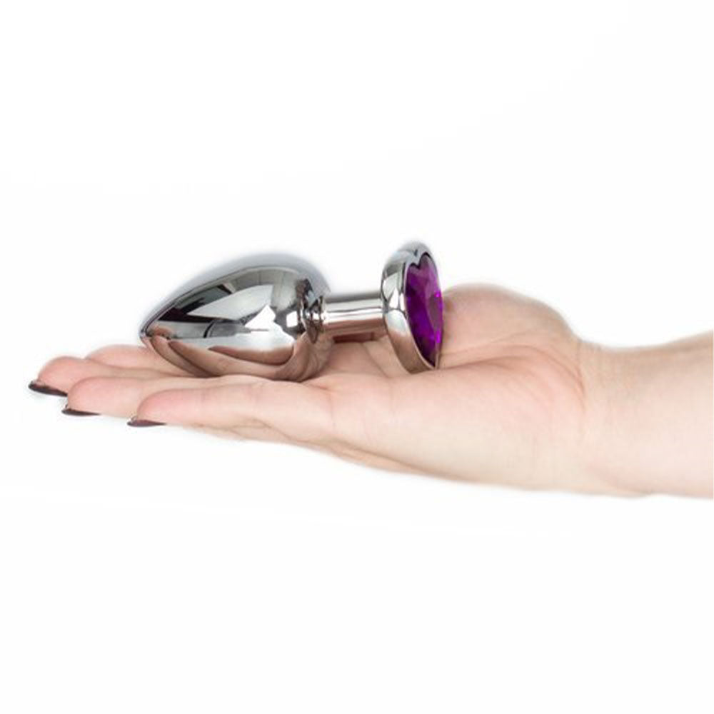 MEDIUM Heart Base Metal butt plug Violet 8 cm - image 4