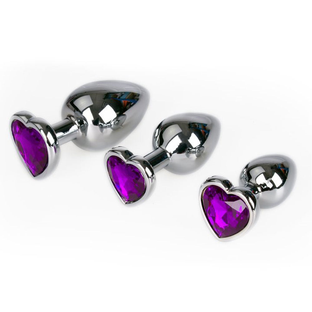 MEDIUM Heart Base Metal butt plug Violet 8 cm - image 5