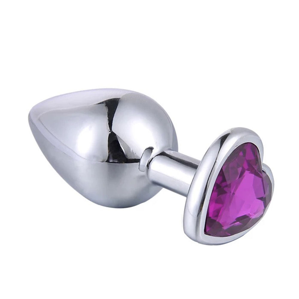 LARGE Heart Base Metal butt plug Violet 9 cm - image 4