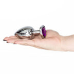 LARGE Heart Base Metal butt plug Violet 9 cm - image 3