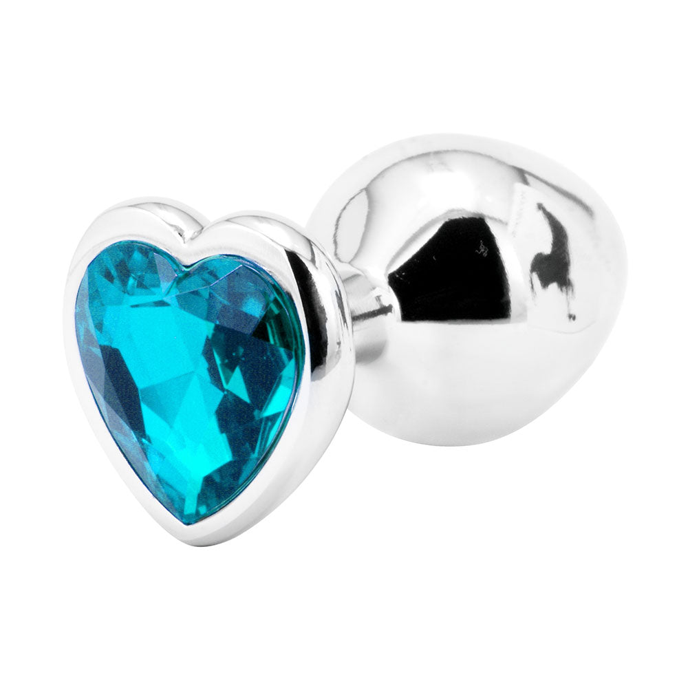 SMALL Heart Base Metal butt plug TURQUOISE 7 cm - image 5