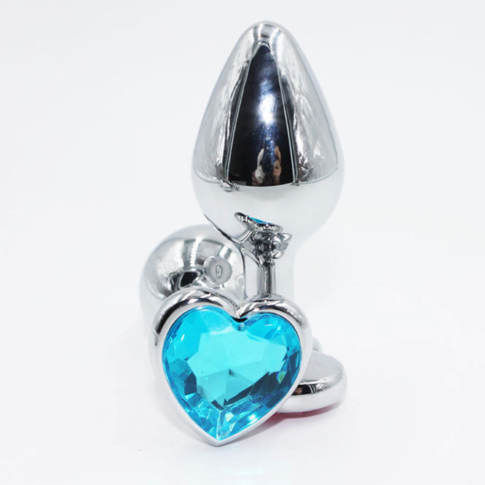 LARGE Heart Base Metal butt plug TURQUOISE 9 cm - image 3