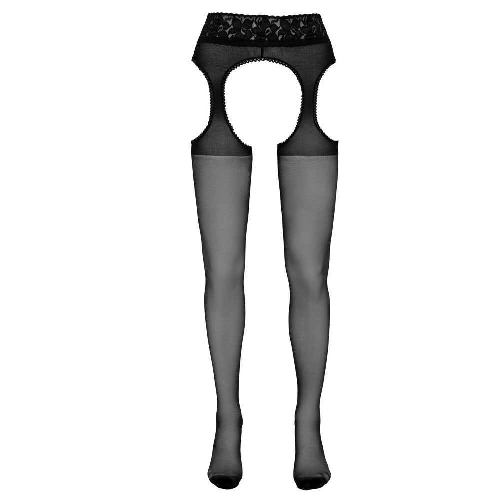 Cottelli crotchless stockings with lace waist Main image