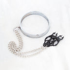 Naughty Toys Steel Collar with Nipple Clamps for Her