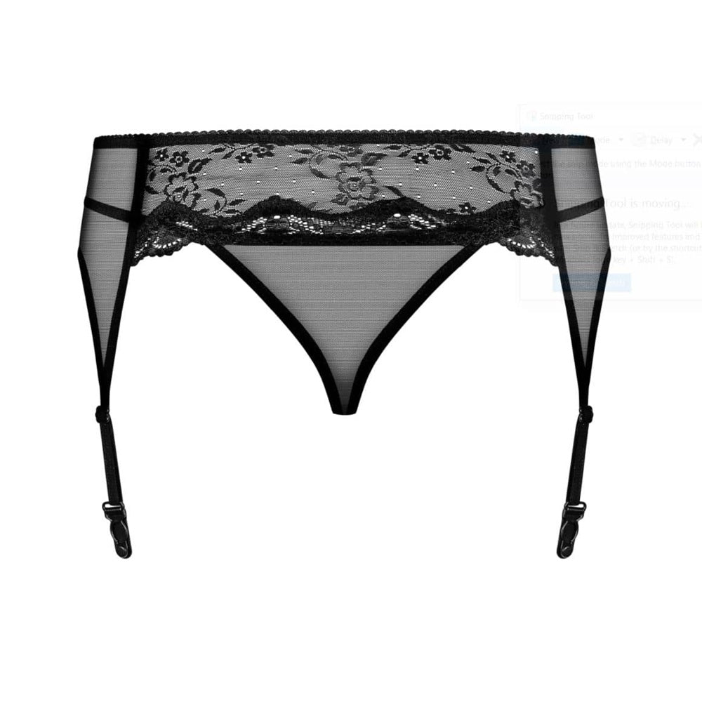 Obsessive Plus Size Charms Garter Belt with Thong Black