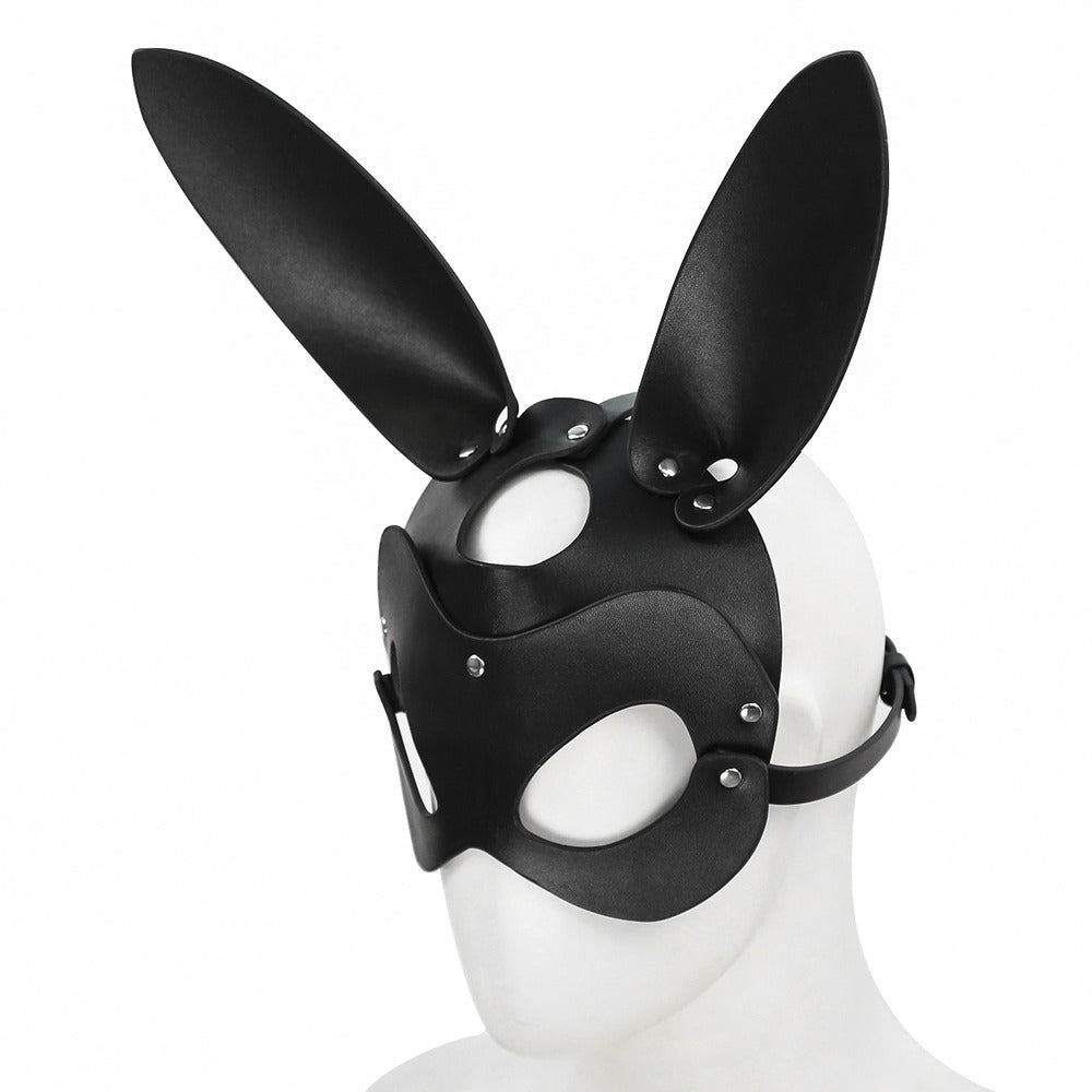 Black Leather Bunny Mask O/S - image 4