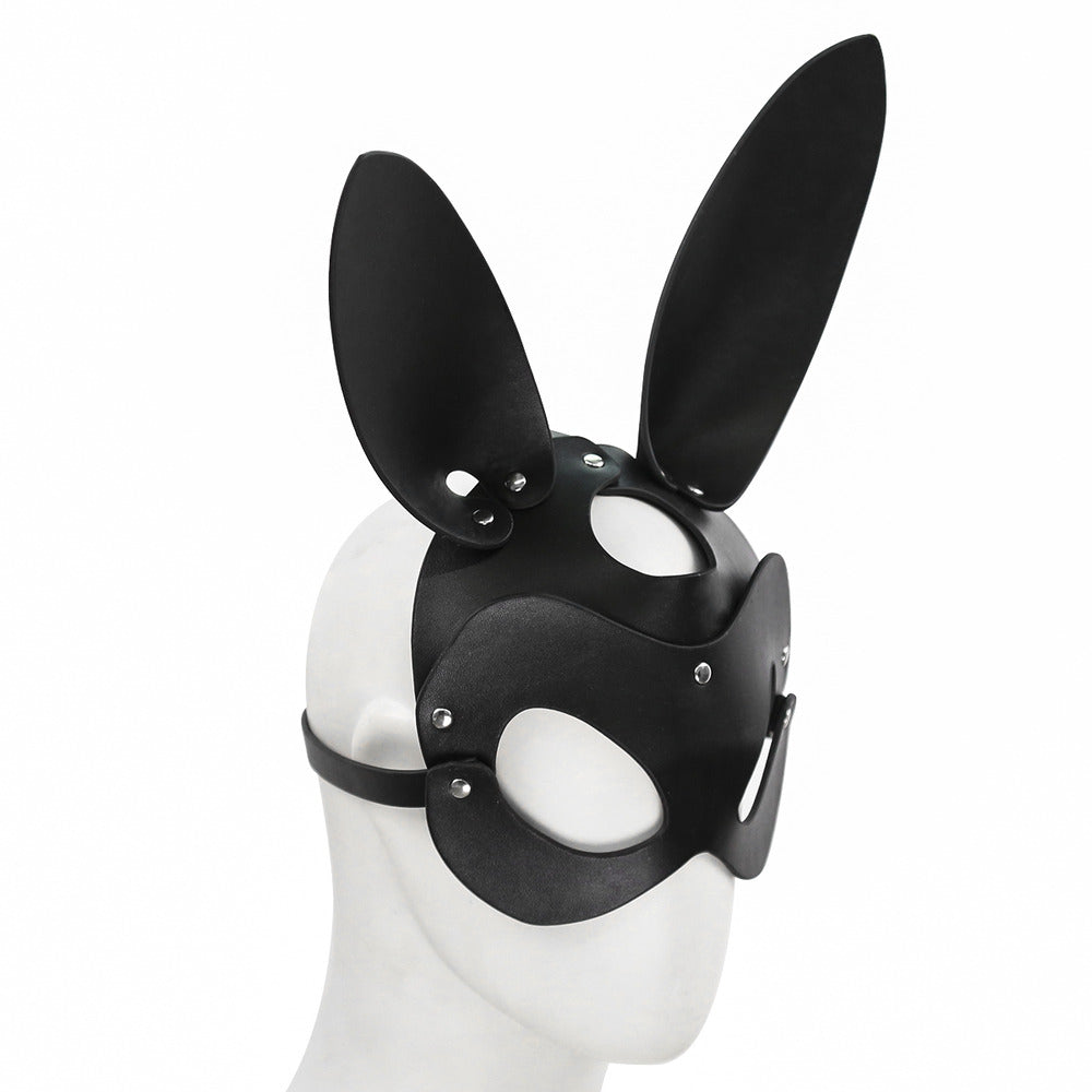 Black Leather Bunny Mask O/S - image 3