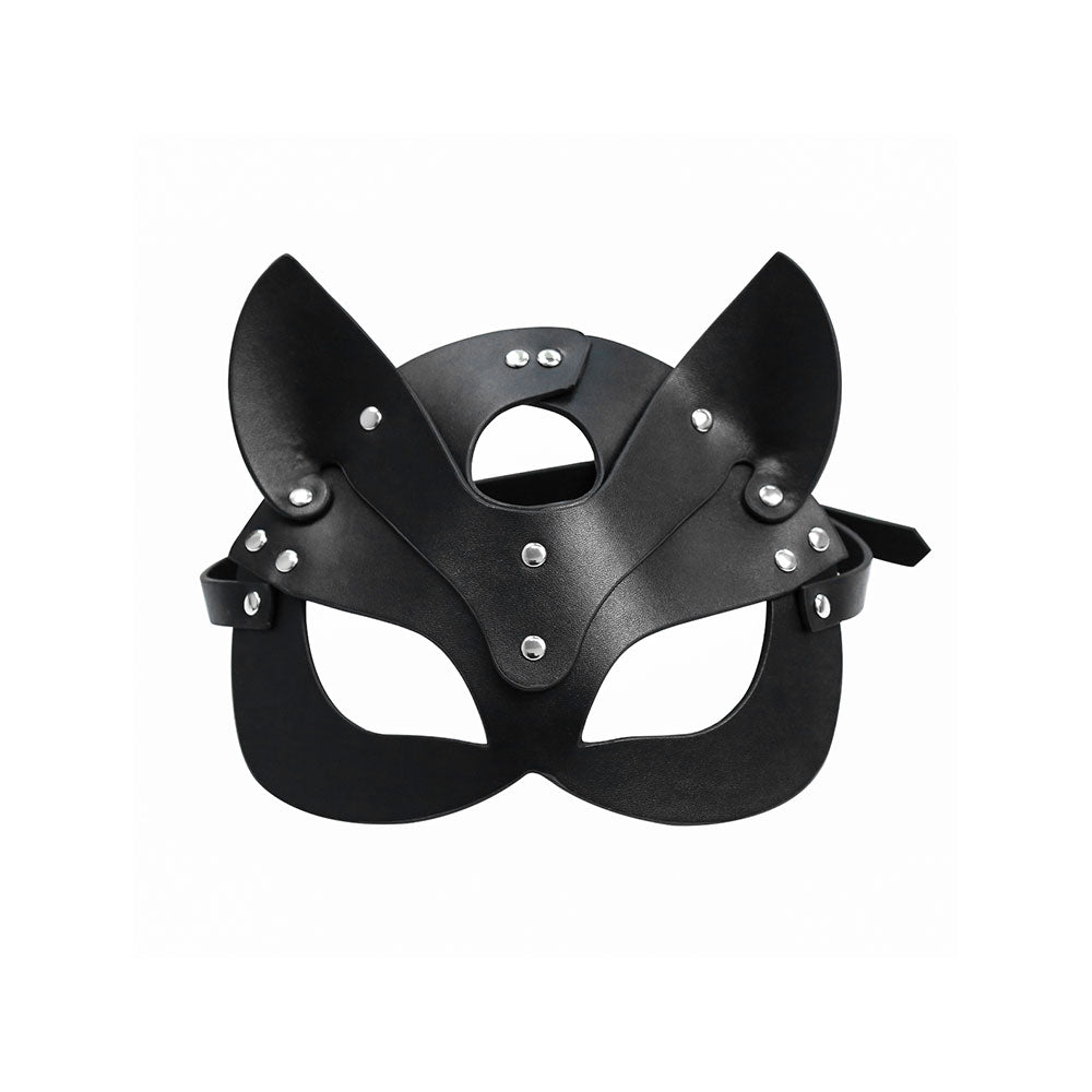 Black Leather Cat Mask O/S