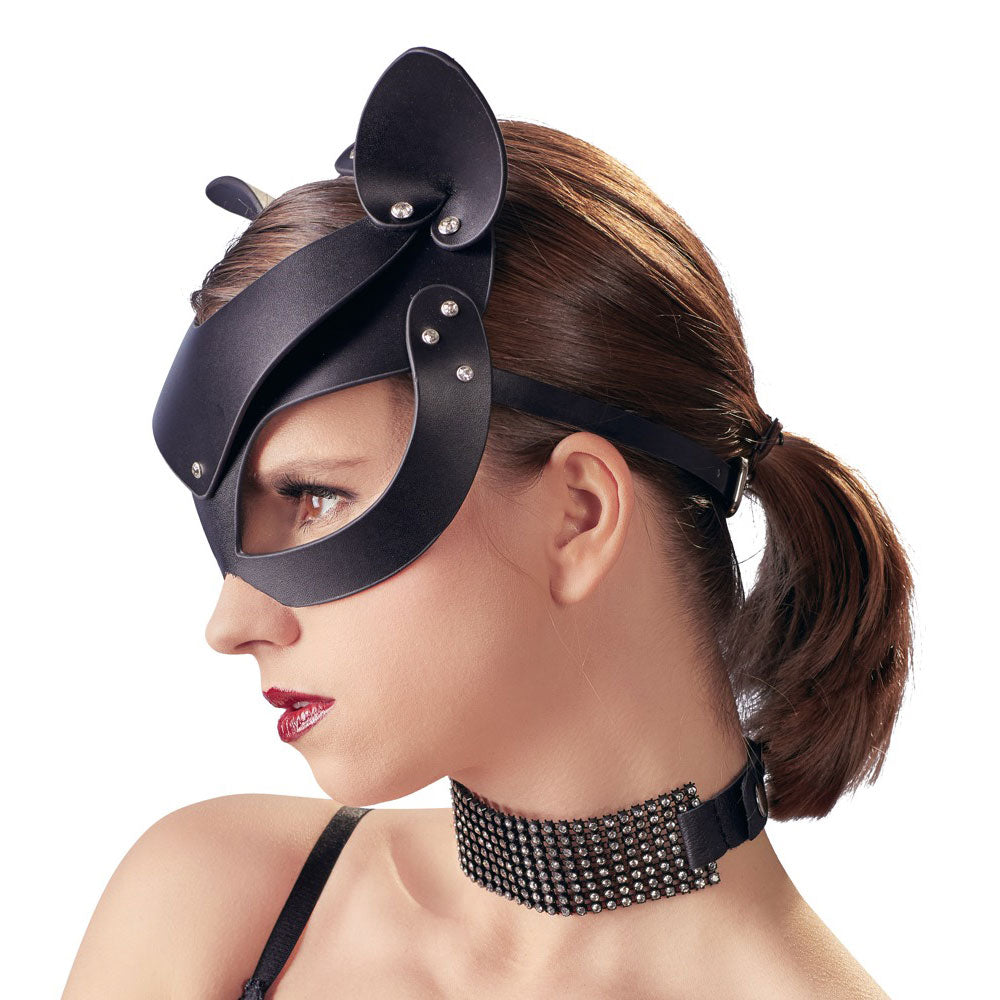 Black Leather Cat Mask O/S - image 4