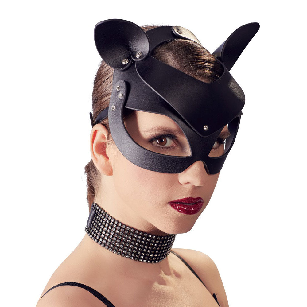 Black Leather Cat Mask O/S - image 2