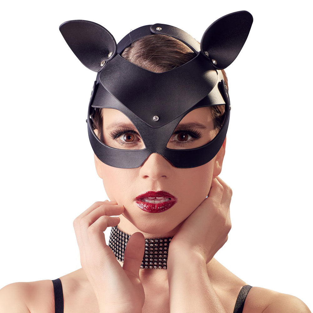 Black Leather Cat Mask O/S - image 3
