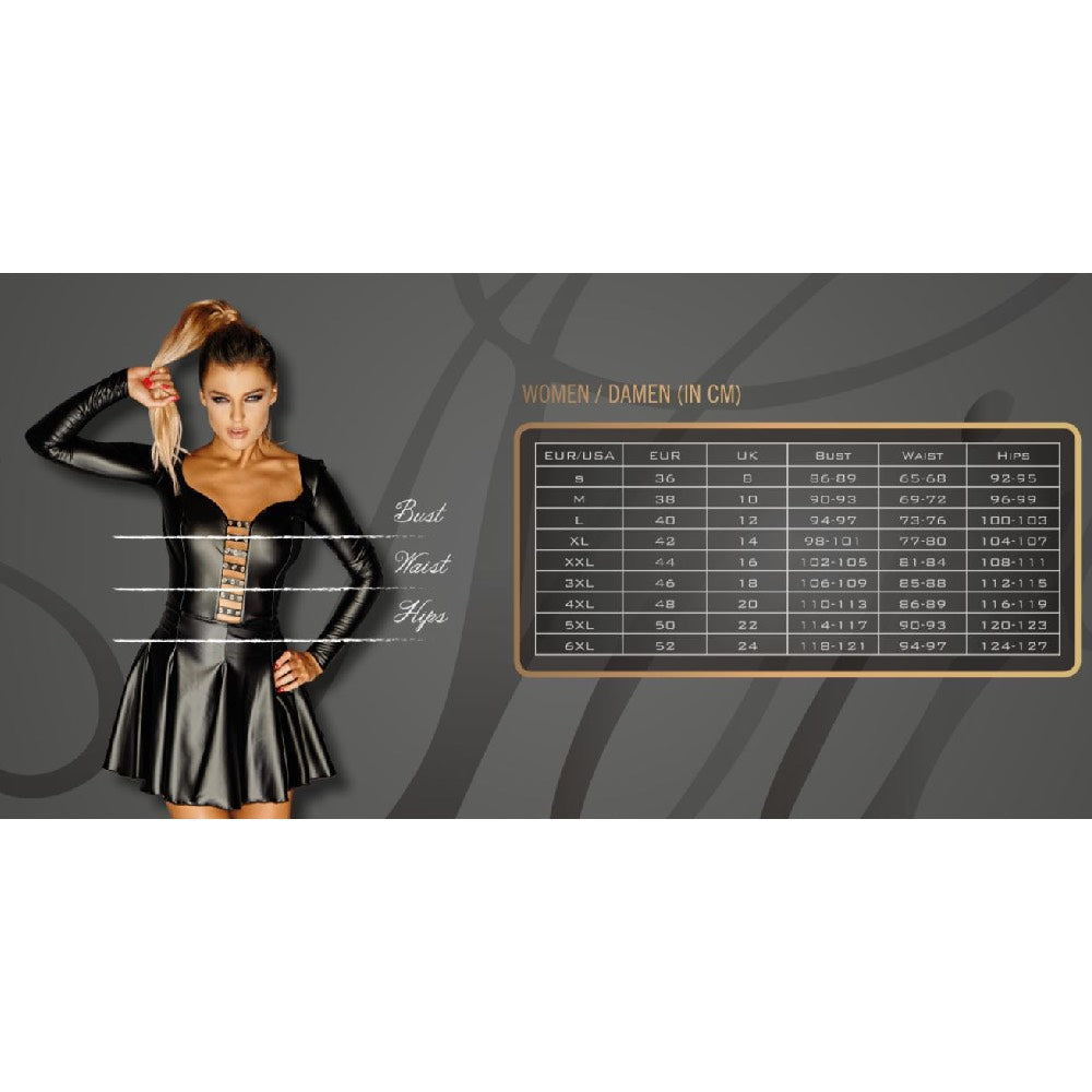 Noir Handmade Powerwetlook Minidress with Decorative Embroidery - image 4