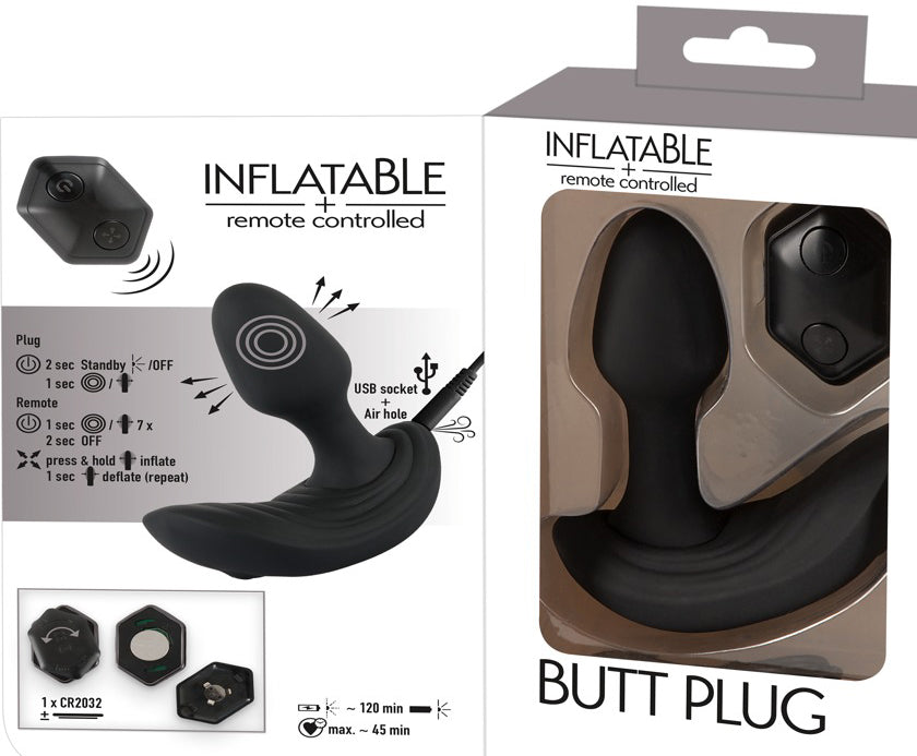 Inflatable remote controlled butt plug