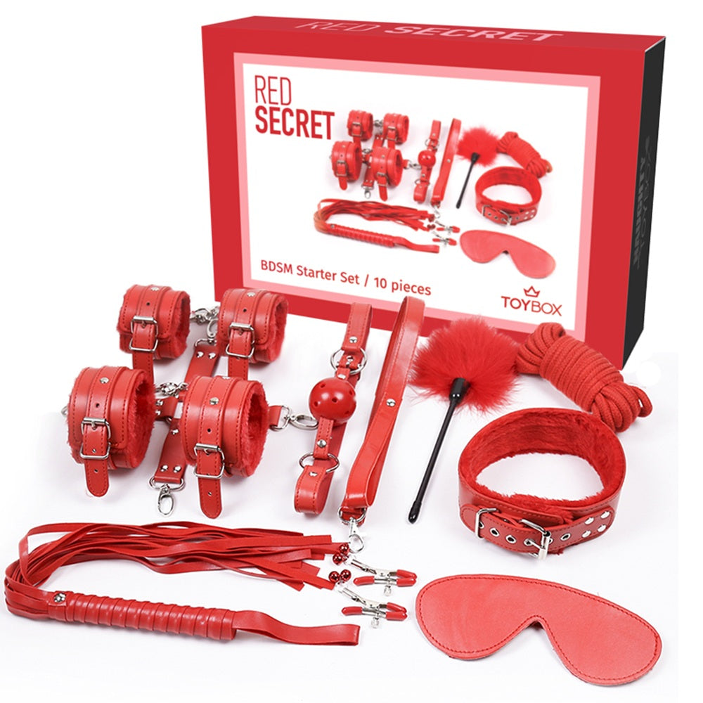 TOYBOX Red Secret BDSM set with 10 accessories