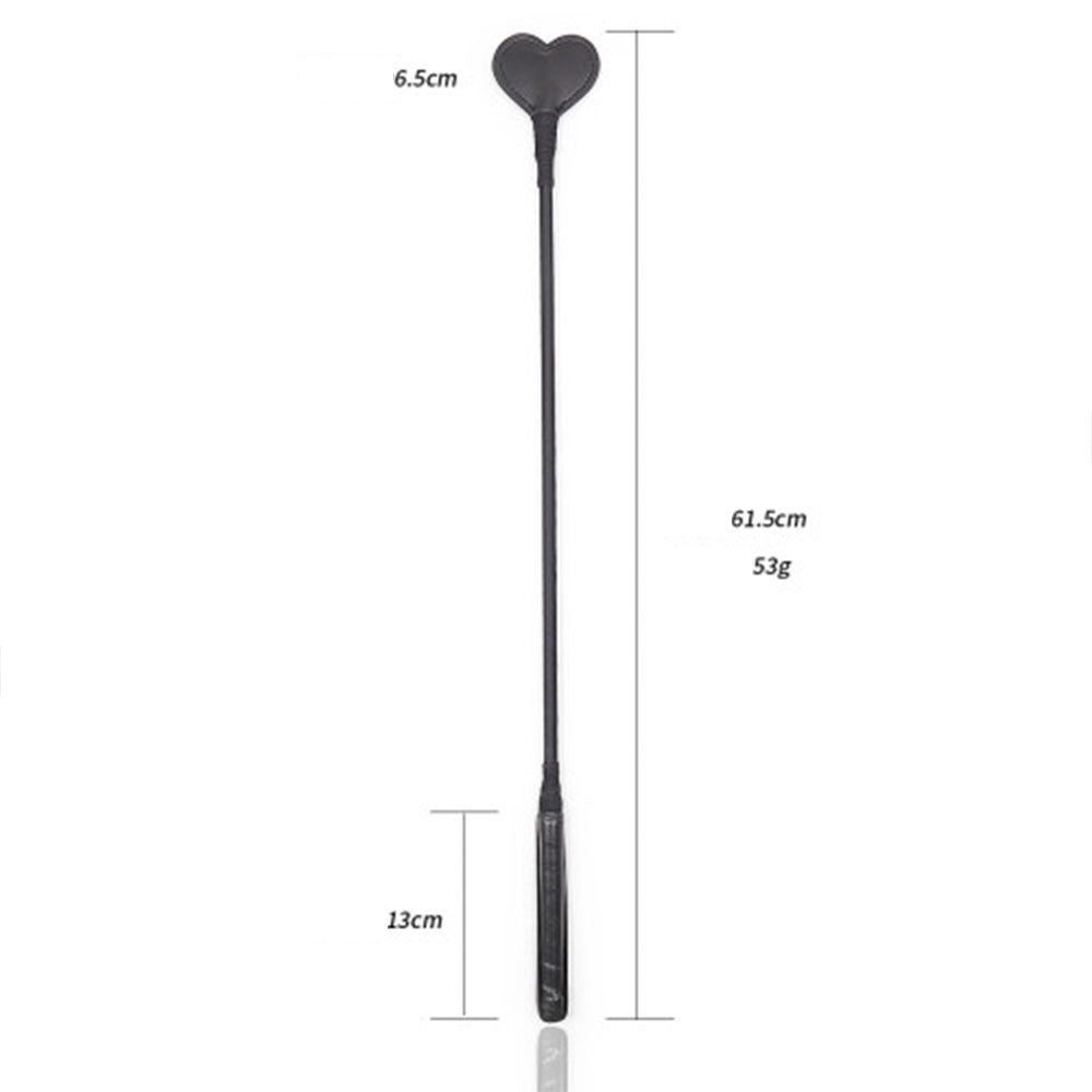 BDSM Fetish play black riding spanking crop with heart 62 cm - image 3