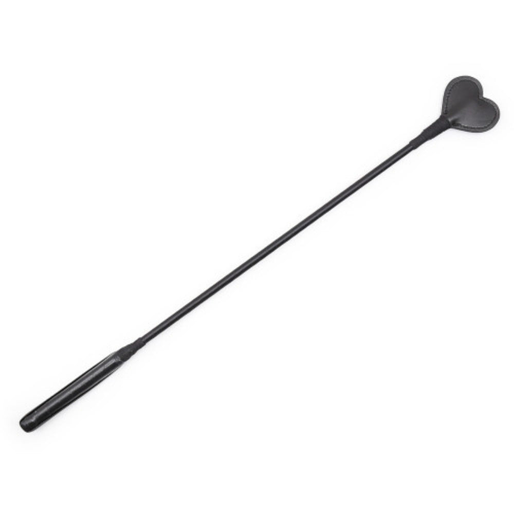 BDSM Fetish play black riding spanking crop with heart 62 cm
