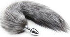 Grey Faux Fur Fox Tail with metal butt plug SMALL - image 4