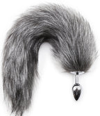 Grey Faux Fur Fox Tail with metal butt plug SMALL - image 9