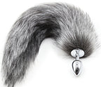 Grey Faux Fur Fox Tail with metal butt plug SMALL - image 7