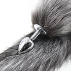Grey Faux Fur Fox Tail with metal butt plug SMALL - image 8