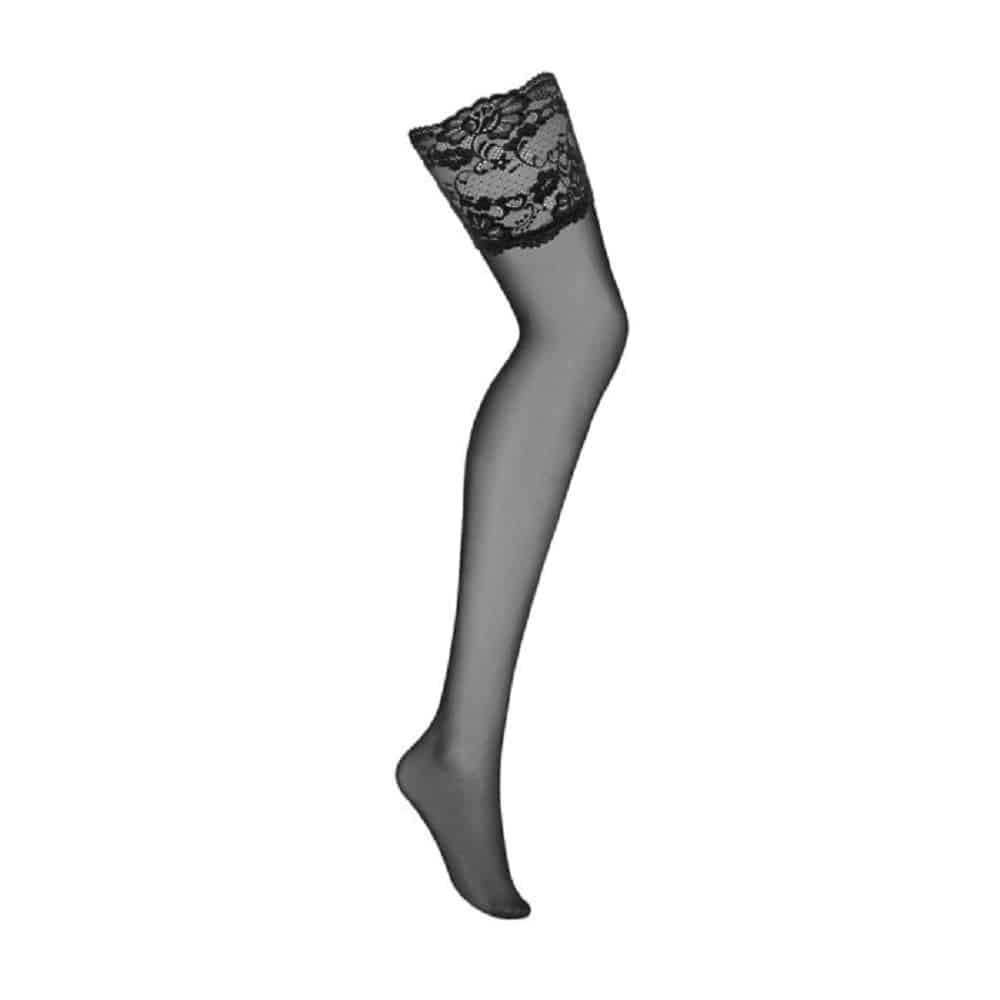 Obsessive Sheer Stockings with Lace Black Main image
