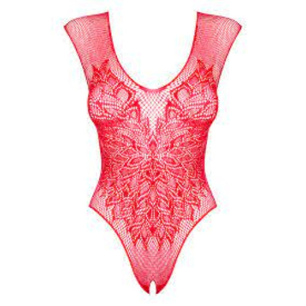 Obsessive Tempting Red Fishnet Teddy