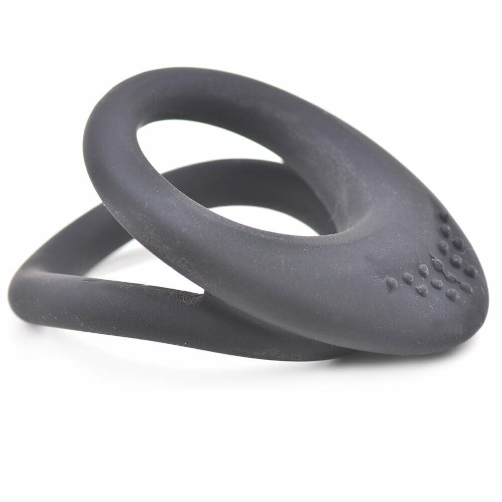 Silicone Dual Cock and Balls Rings Black Κύρια εικόνα προϊόντος