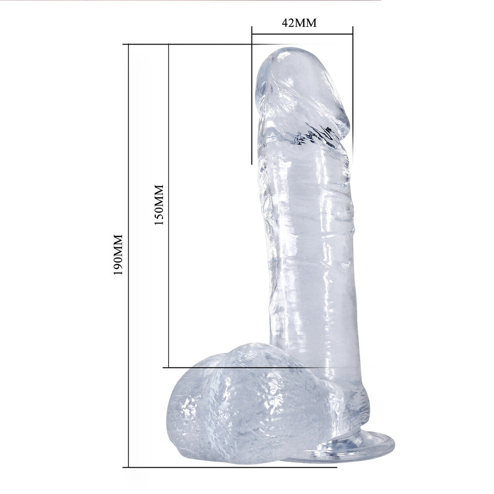 Clear Cock and Balls Suction Dildo Dong 19 cm