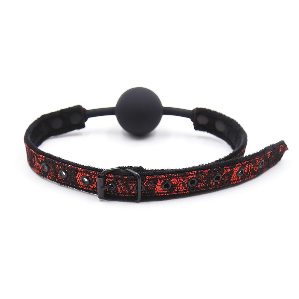 Naughty Toys Black Ball Gag with Lacy Strap - image 5