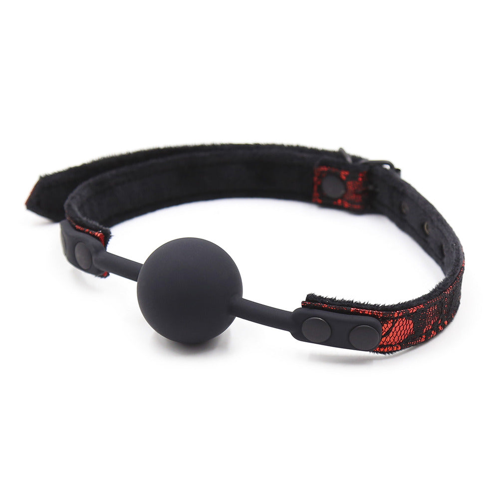 Naughty Toys Black Ball Gag with Lacy Strap