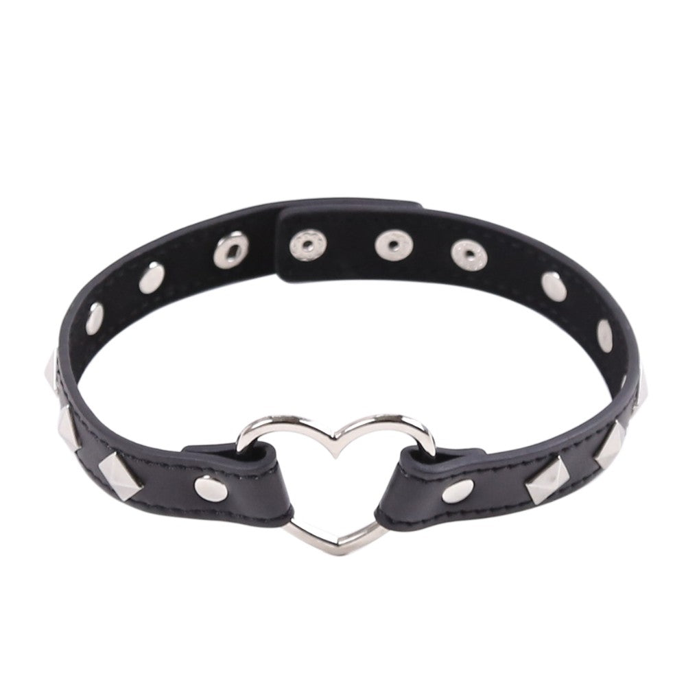 Naughty Toys Black Faux Leather Heart Ring Collar - image 8